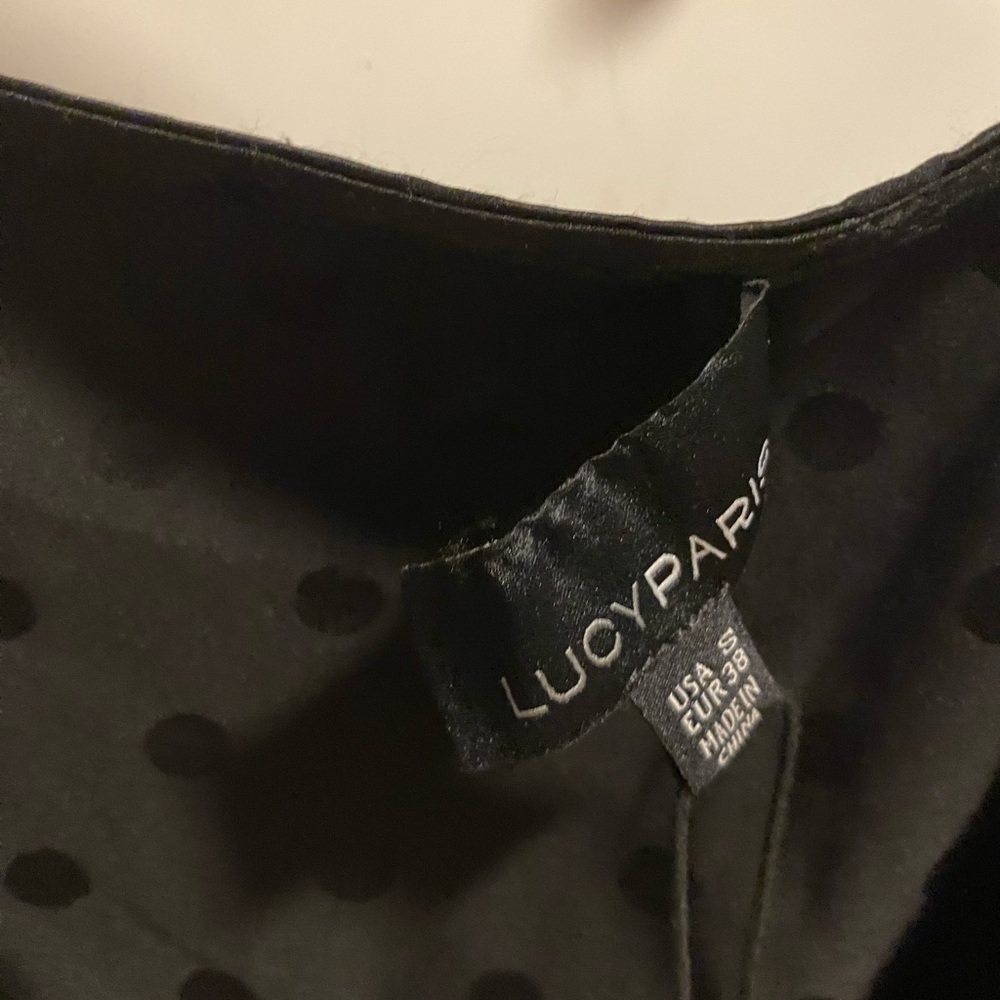 Lucy Paris Size Small Black Polka Dot Silky Top